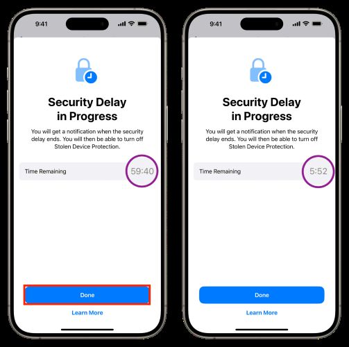 resets the timer | Turn off Security Delay on iPhone