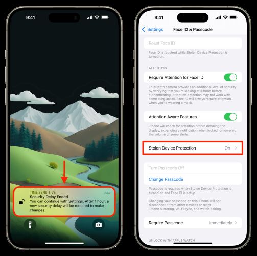 tap the notification | Turn off Security Delay on iPhone
