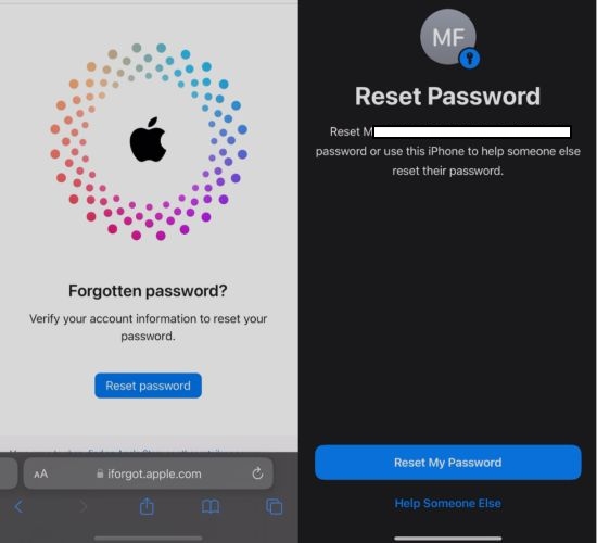 パスワードのリセットを選択 | iforgot apple com