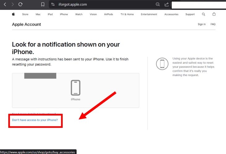 この iPhone にアクセスできません | iforgot apple com