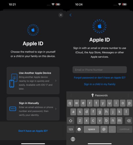 パスワードを忘れたか、Apple IDを持っていない | iforgot apple comをタップします