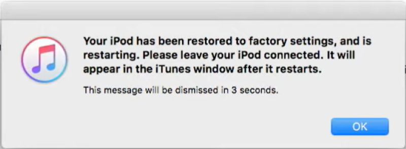 click OK | Unlock Disabled iPod