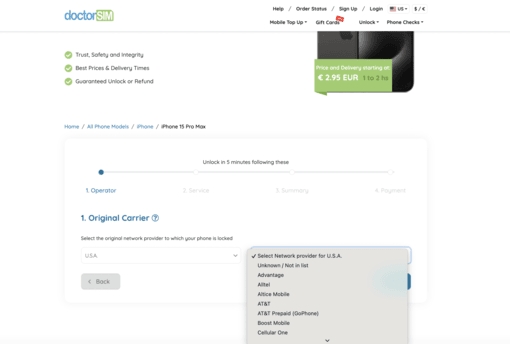 select country | Unlock iPhone for International SIM Card 