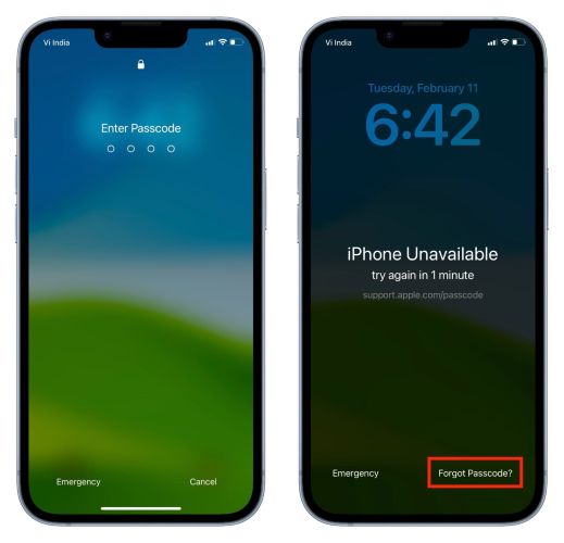 hit Forgot Passcode | Unlock iPhone without iTunes