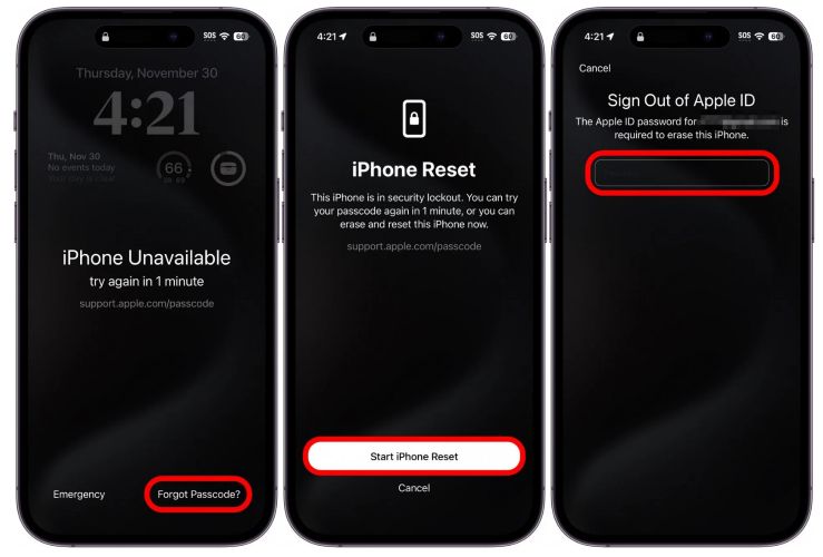 tap Erase iPhone | Unlock iPhone without iTunes