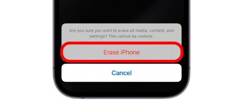 confirm erasing iPhone | Unlock iPhone without iTunes