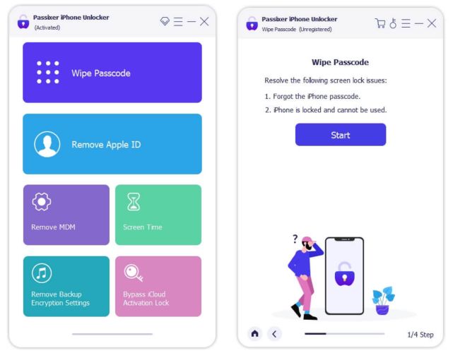 select Wipe Passcode | Unlock iPhone without iTunes
