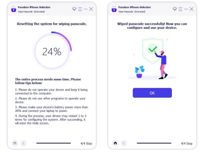 Wipe Passcode Successfully | Unlock iPhone without iTunes
