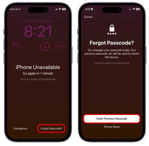 tap Forgot Passcode | Unlock iPhone Without Passcode