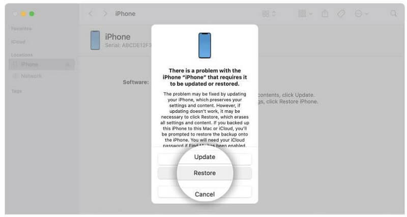 Restore button | Unlock iPhone Without Passcode Using Camera
