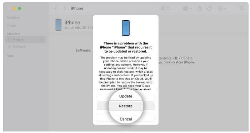 復元ボタン｜カメラを使ってパスコードなしでiPhoneのロックを解除する
