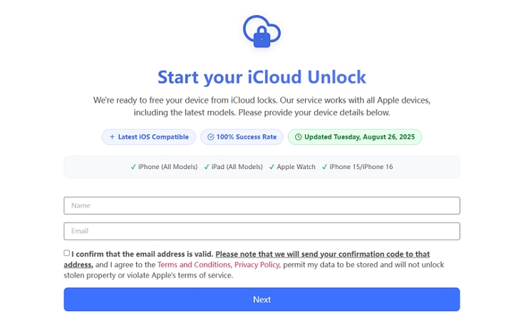 click Next | Bypass iCloud Lock on iPhone without Computer
