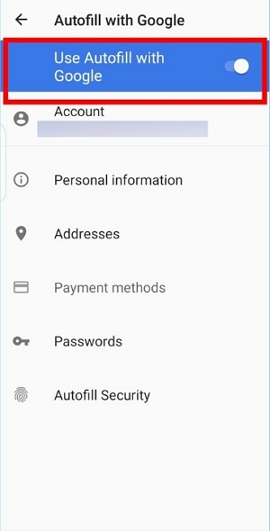 choose Autofill with Google | secret code to unlock android phone password