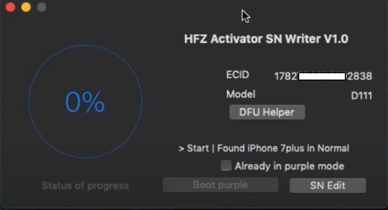 launch HFZ Activator SN Writer | iHello HFZ