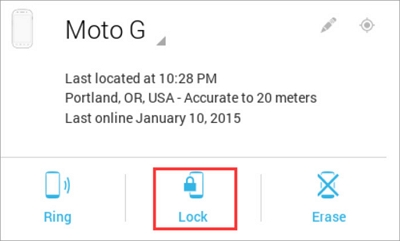 selecting Lock | how to unlock motorola phone password without factory reset