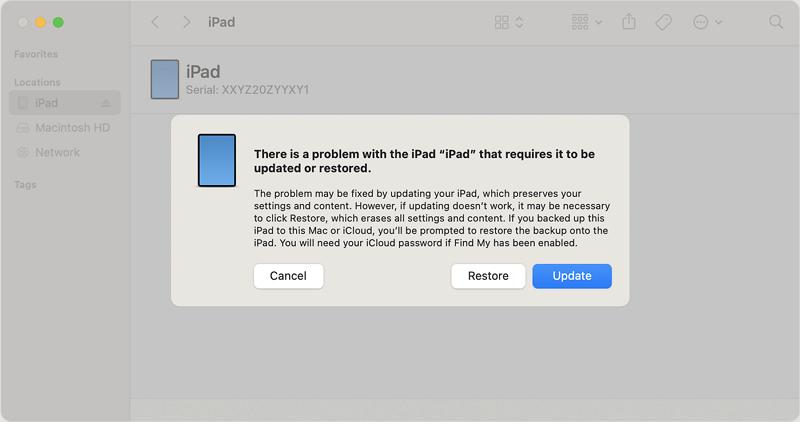 choose Restore | iPad Requires Passcode After Restarting